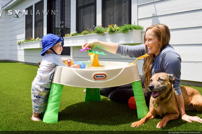 image of SYNLawn Green Bay WI pets artificial grass safe for family dogs and kids